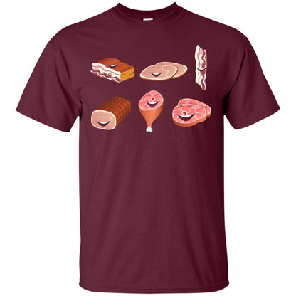 Funny Bbq T-shirt Meat Family Maroon