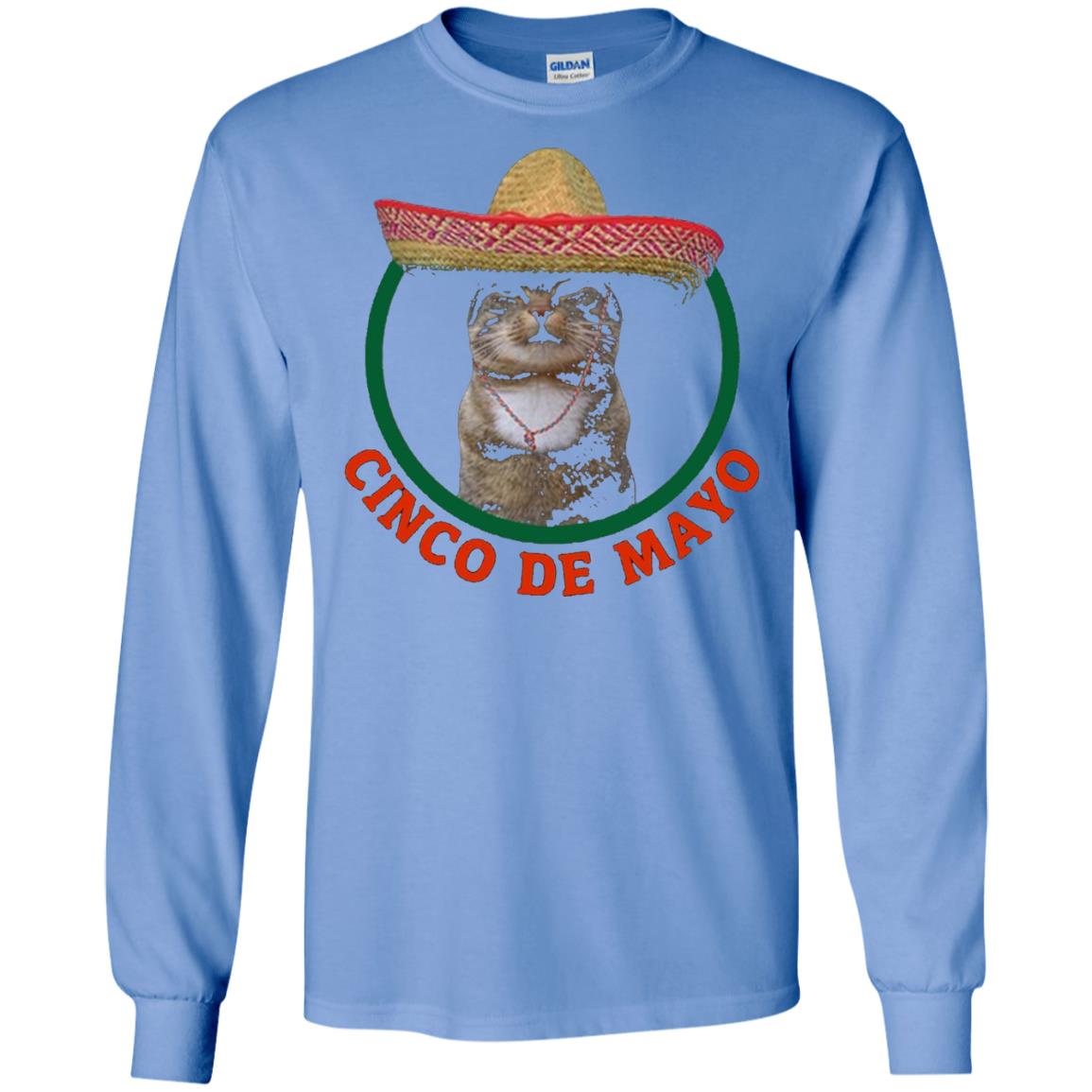 Cinco De Mayo Kitty Cat Funny Cute Meow Sombrero T-shirt Carolina Blue