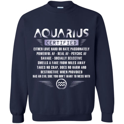Aquarius Certified Either Love Hard T-shirt Navy