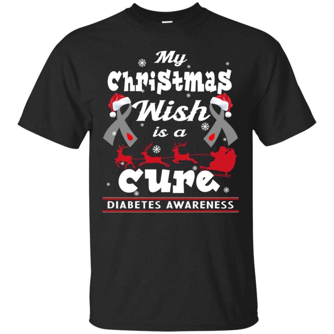 My Christmas Wish Is A Cure Diabetes Awareness X-mas Gift Shirt Black