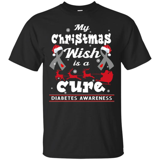 My Christmas Wish Is A Cure Diabetes Awareness X-mas Gift Shirt Black