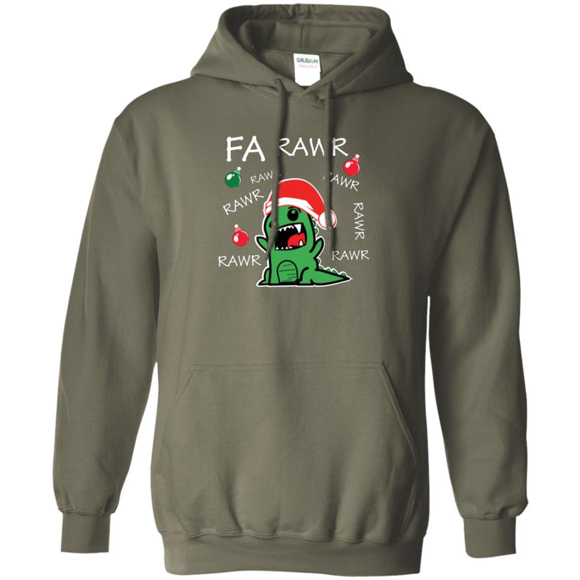 Christmas T-shirt Dinosaur Fa Rawr Military Green