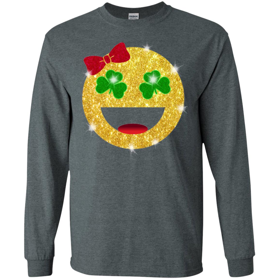 Happy Gold Blink Emoji Saint Patrick's Day T-shirt Dark Heather