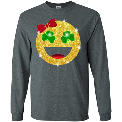 Happy Gold Blink Emoji Saint Patrick's Day T-shirt Dark Heather