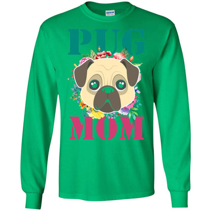 Floral Pug Mom T-shirt Puppy Pet Lover Irish Green