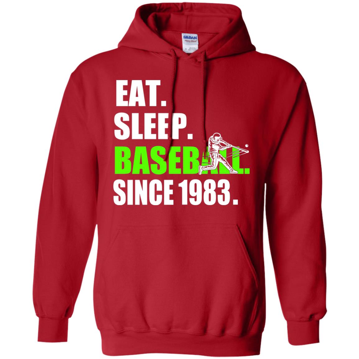 Eat Sleep Baseball Since 1983 35th Birthday Shirt Red