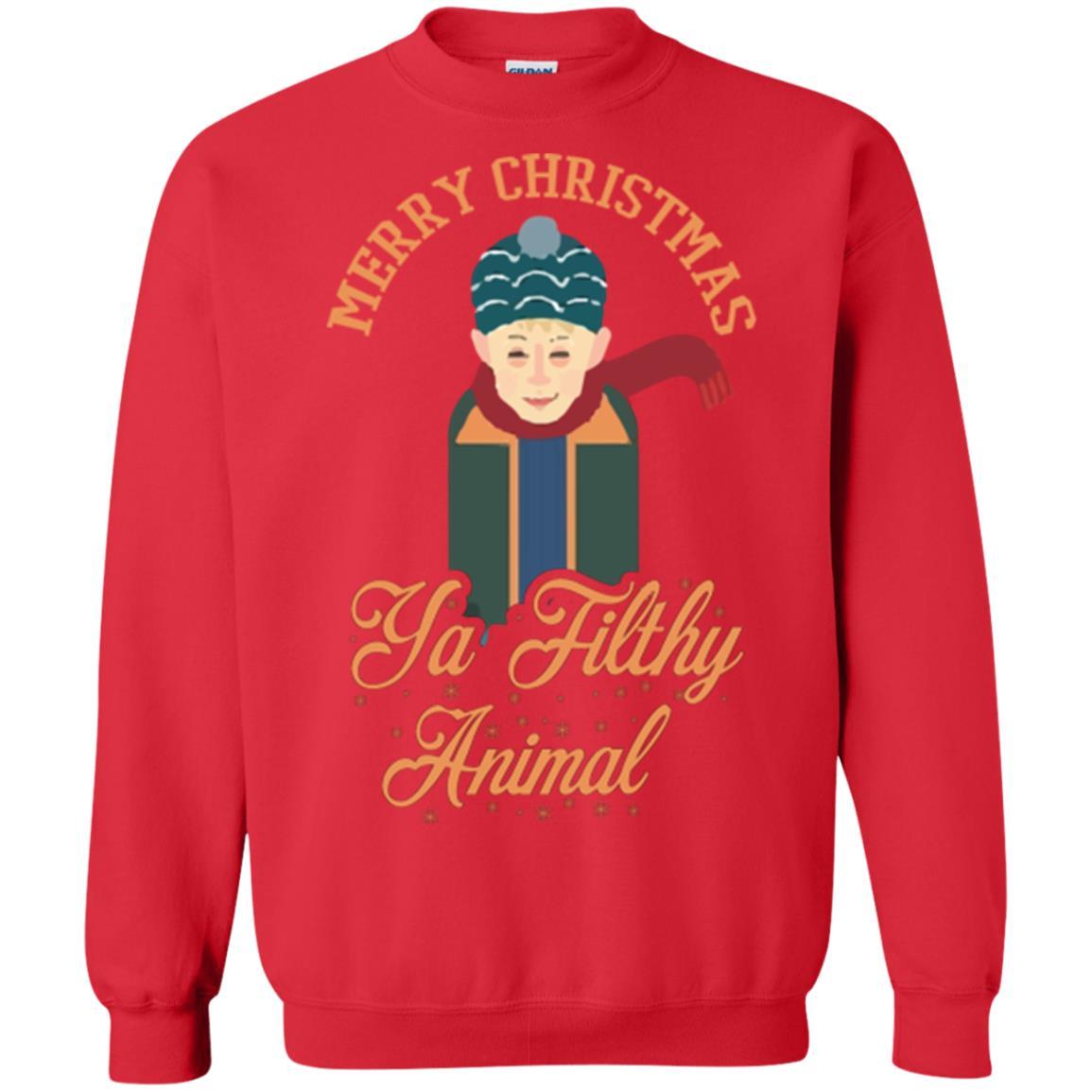 Christmas T-shirt Merry Christmas Ya Filthy Animal Red