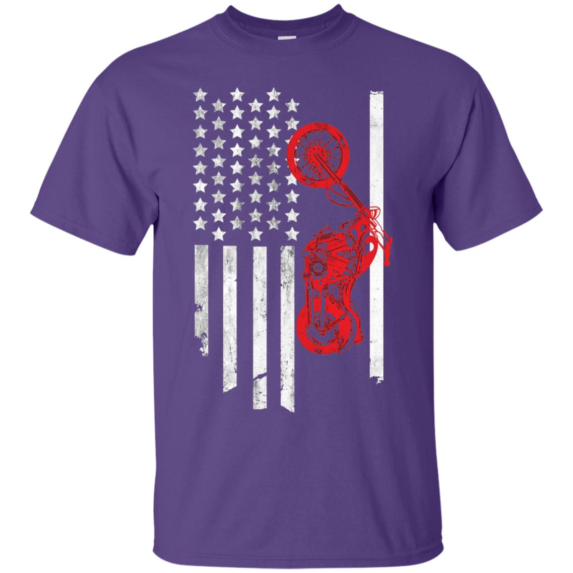Old American Flag Motorcyclist Shirt Purple