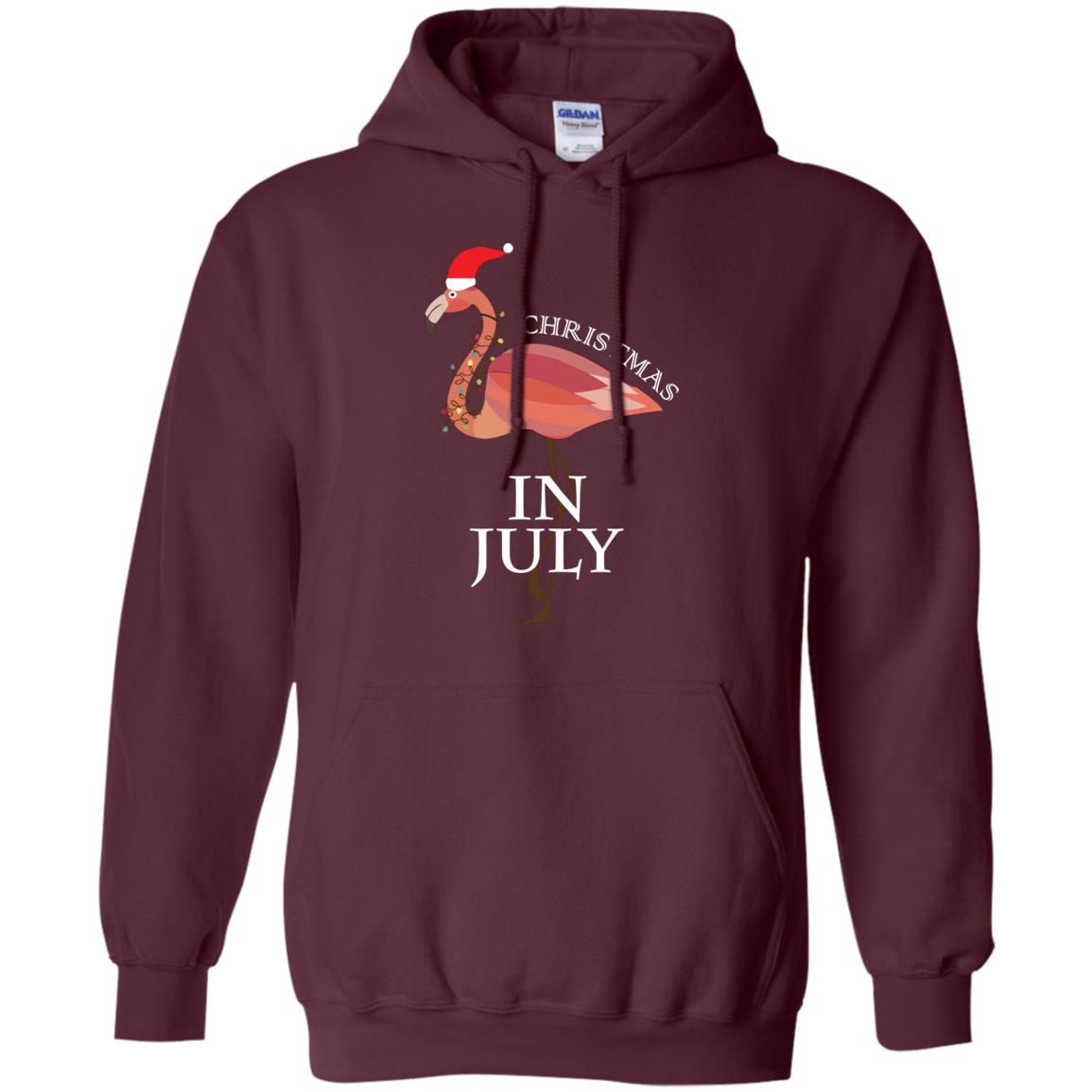 Flamingo With Santa_s Hat Christmas In July Xmas In Summer Shirt Maroon