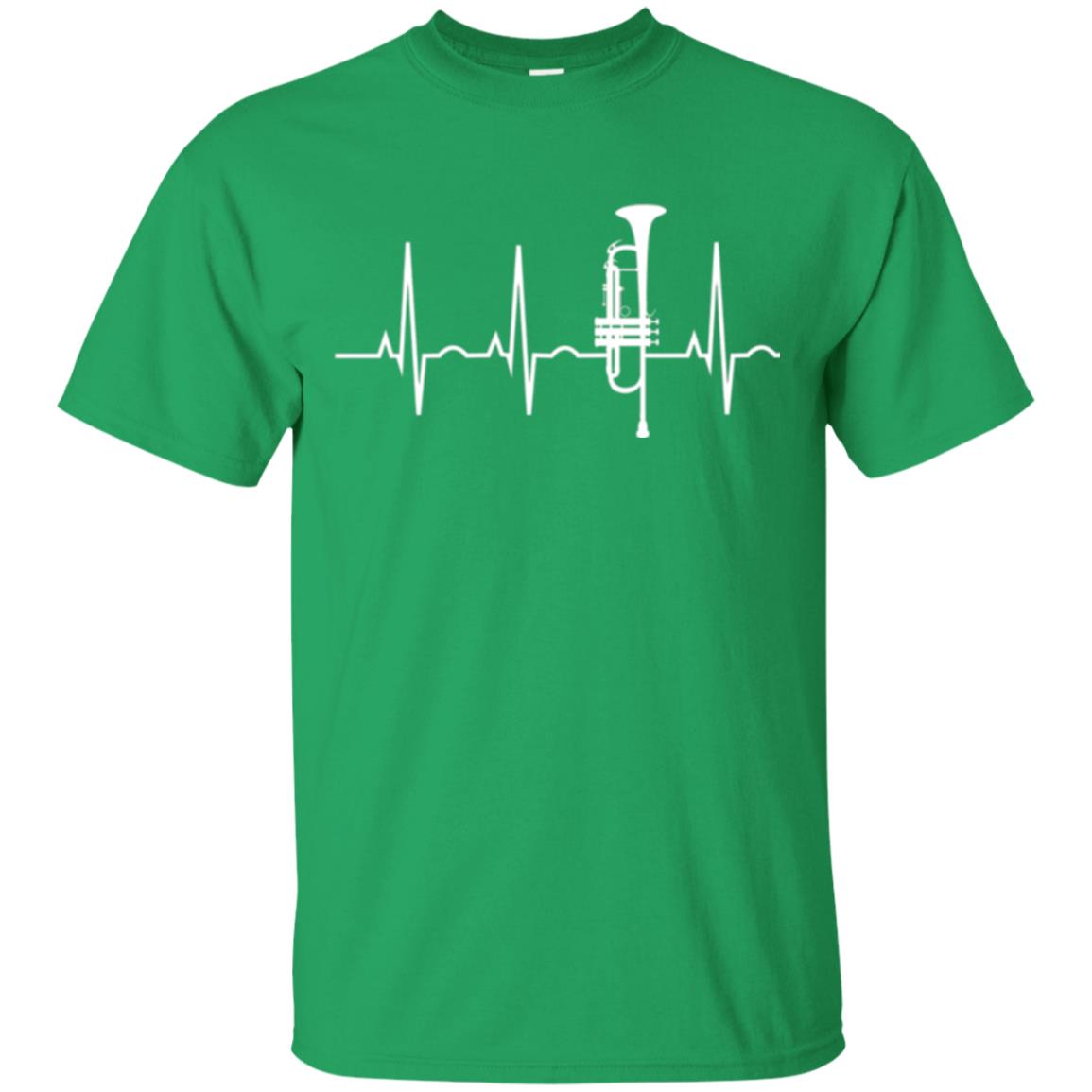 Trumpet Lovers T-shirt Trumpet Heartbeat Irish Green