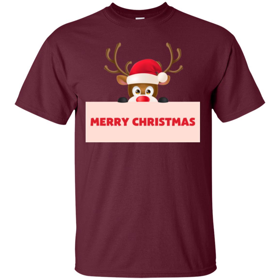 Christmas T-shirt Reindeer Merry Christmas T-shirt Maroon