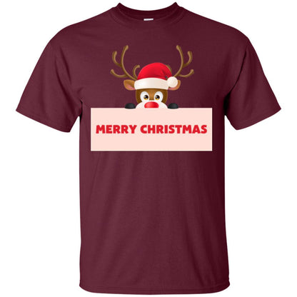 Christmas T-shirt Reindeer Merry Christmas T-shirt Maroon