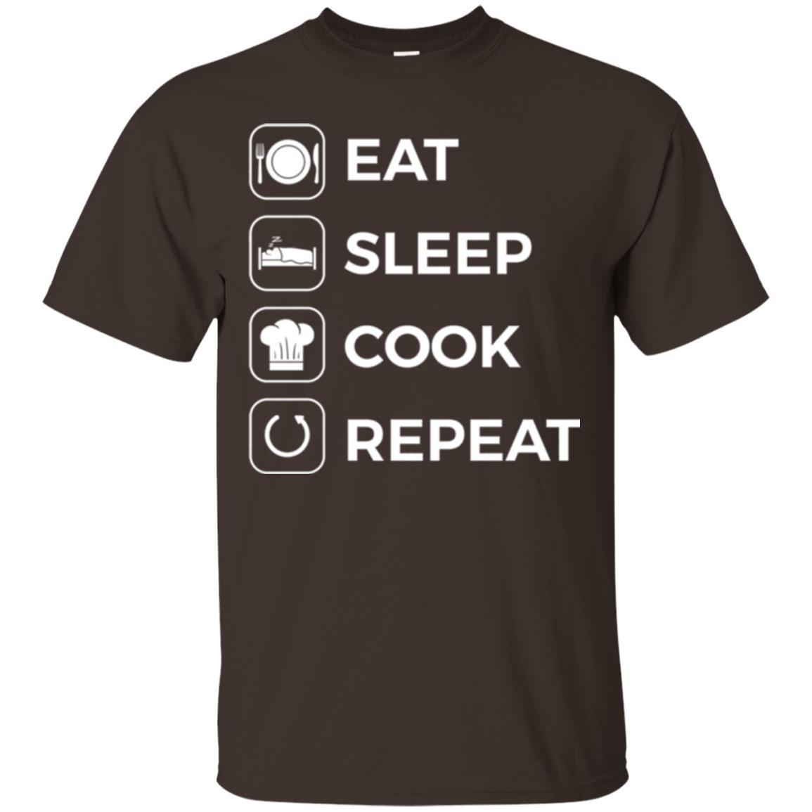 Chef T-shirt Eat Sleep Cook Repeat T-shirt Dark Chocolate