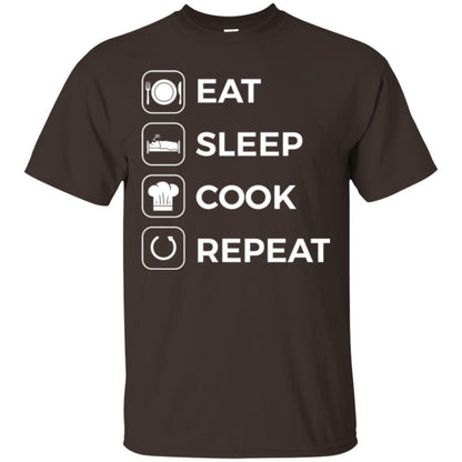 Chef T-shirt Eat Sleep Cook Repeat T-shirt Dark Chocolate