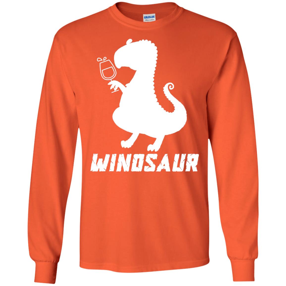 Drinking Party T-shirt Winosaur Wine Dinosaur Orange