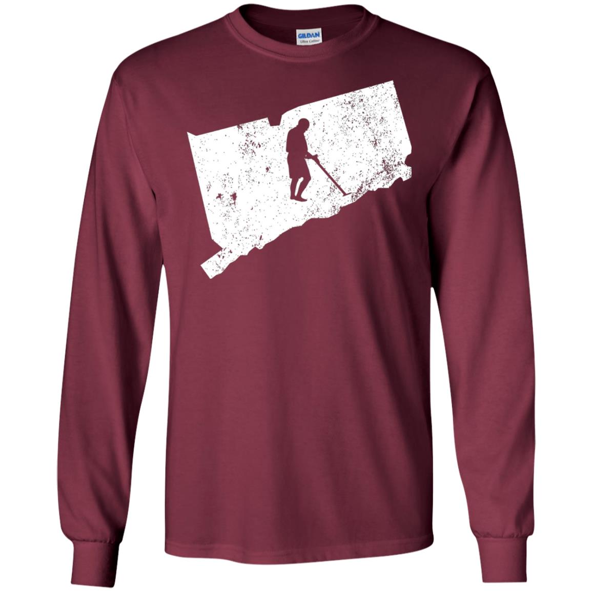 Connecticut Metal Detector Shirt Geocaching Swag Maroon