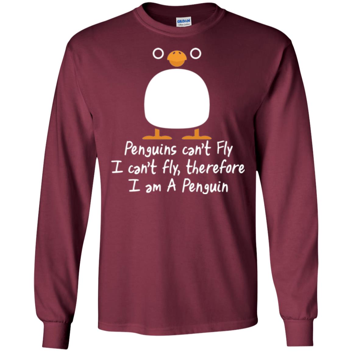 Penguin T-shirt I Can_t Fly Maroon