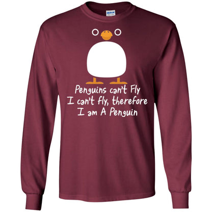 Penguin T-shirt I Can_t Fly Maroon