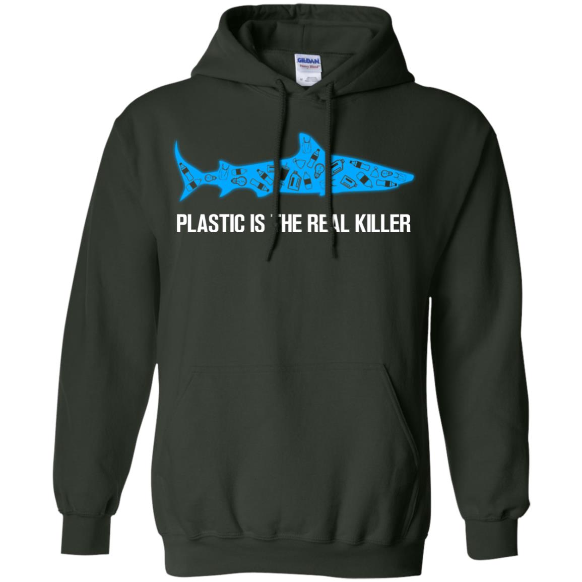 Plastic Is The Real Killer Save Ocean Shark Shirt Forest Green
