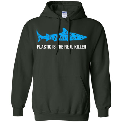 Plastic Is The Real Killer Save Ocean Shark Shirt Forest Green