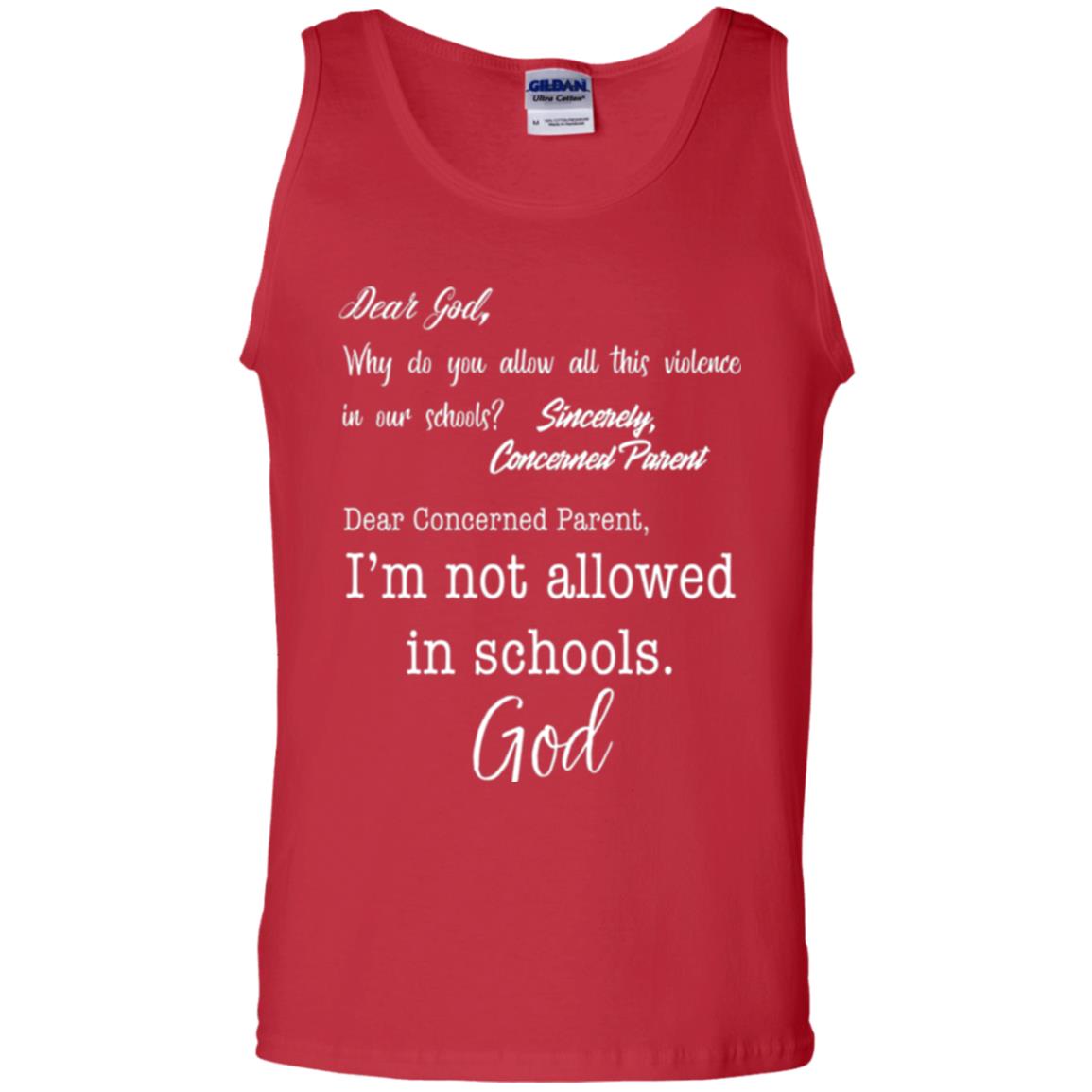 Dear God Why Not Allowed In Schools Christian T-shirt Red