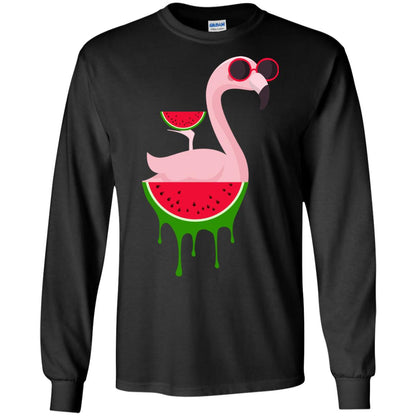 Watermelon Flamingo Funny Summer Melon Fruit Shirt Black