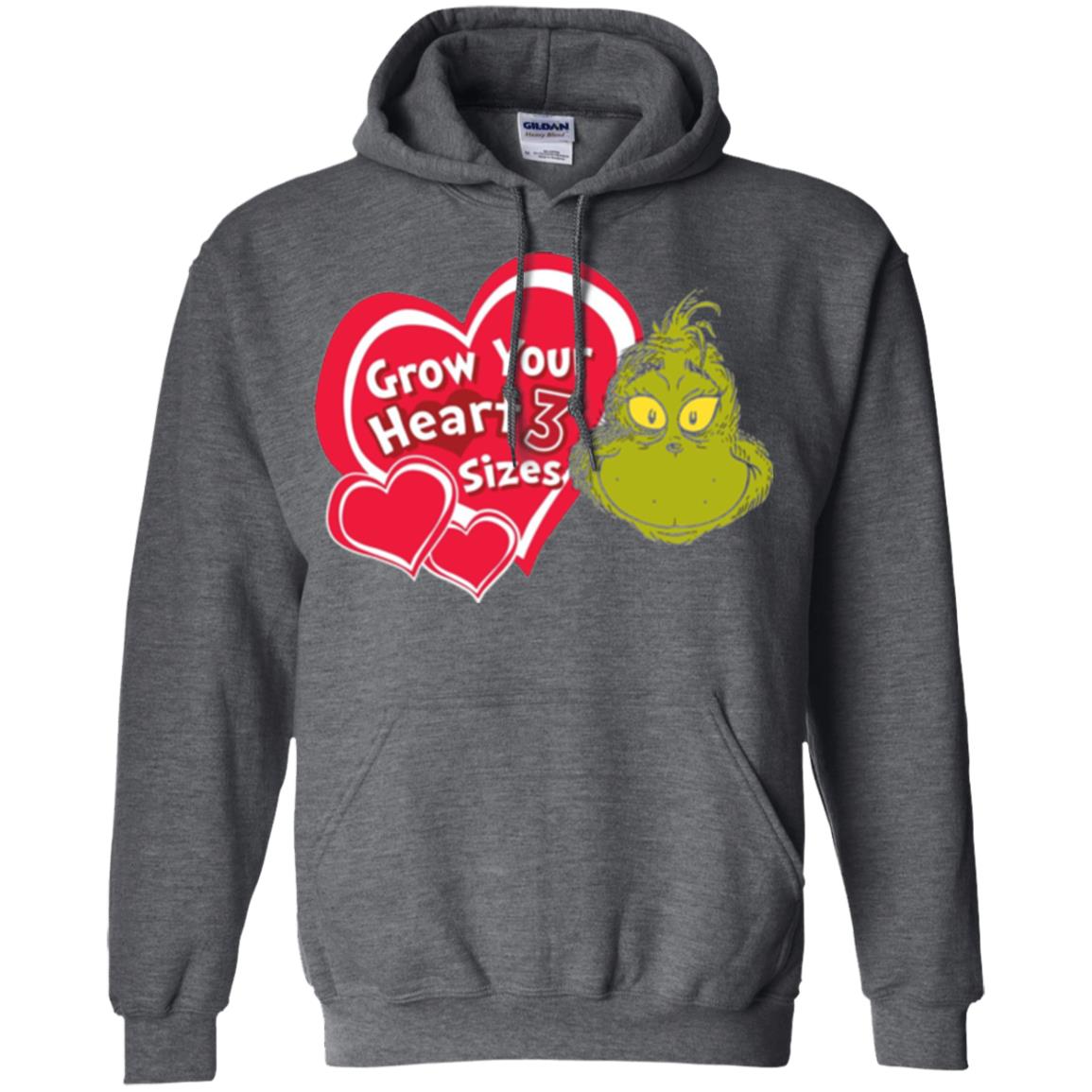 Dr. Seuss Grinch T-shirt Grow Your Heart 3 Sizes Dark Heather
