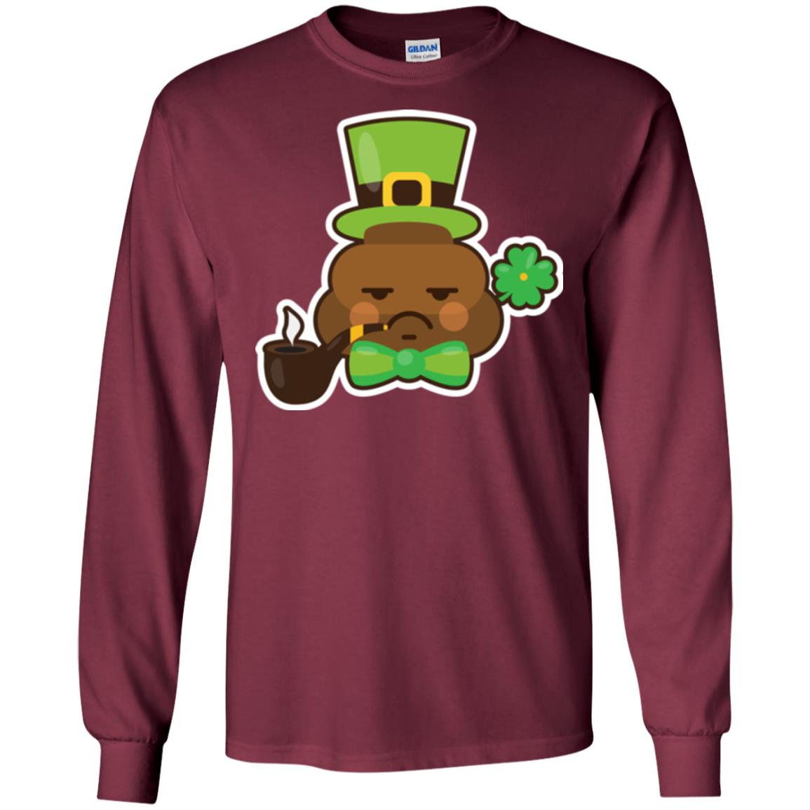 Saint Partick_s Day T-shirt Leprechaun Poop Emoji With Patrick Hat Maroon