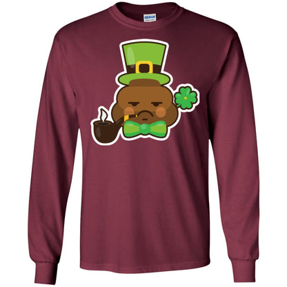Saint Partick_s Day T-shirt Leprechaun Poop Emoji With Patrick Hat Maroon