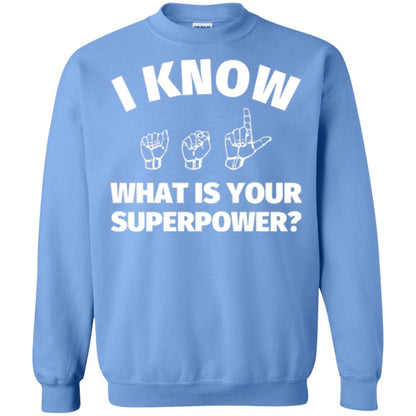 American Sign Language T-shirt I Know What Is Your Supperpower Carolina Blue