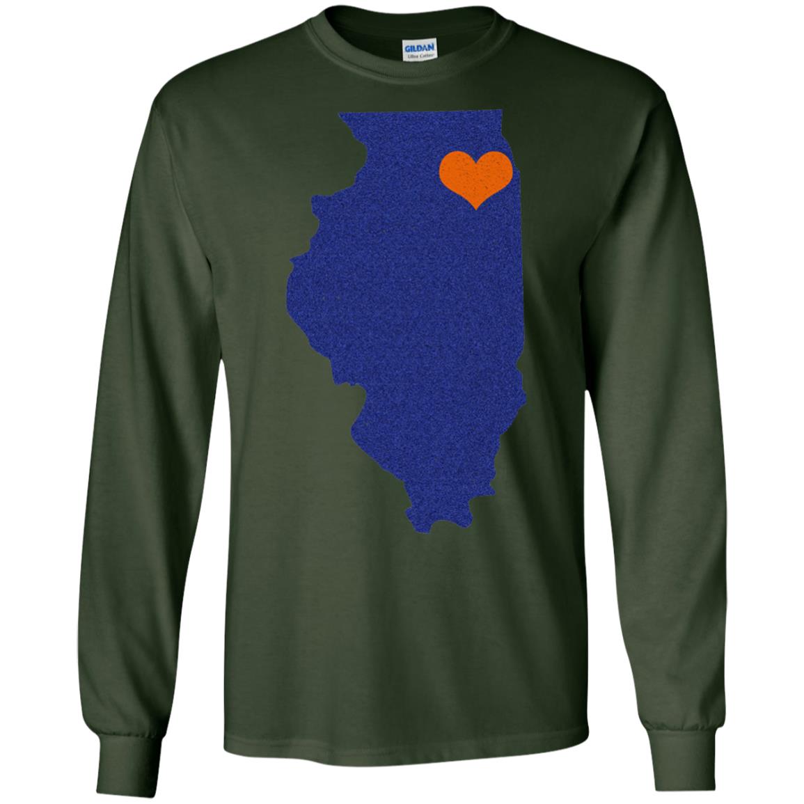 Football T-shirt Chicago Illinois Heart Forest Green