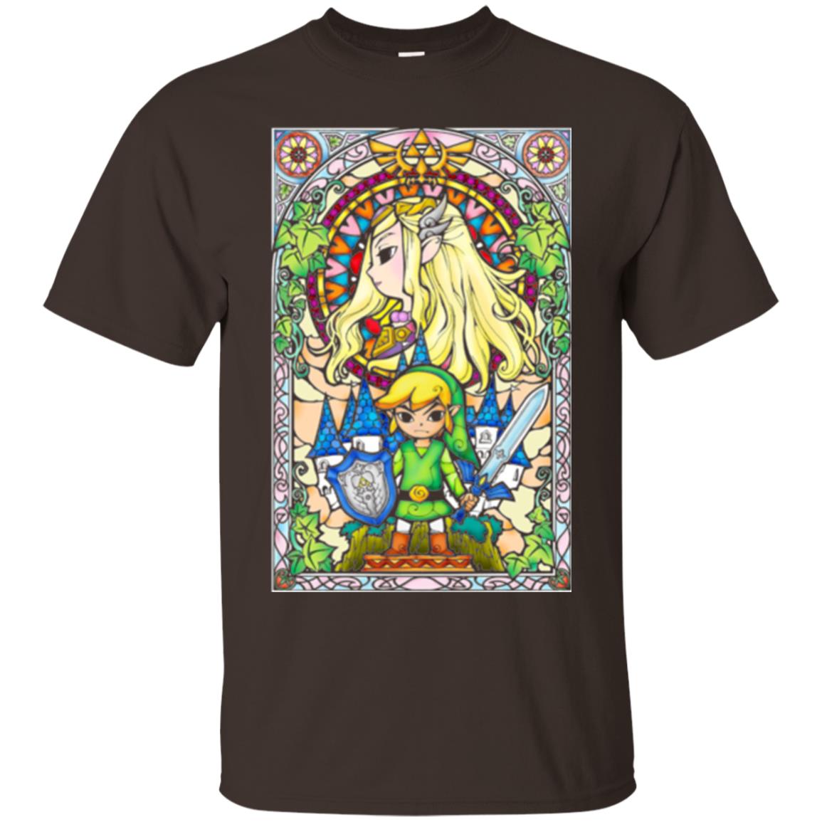 Nintendo Zelda Link T-shirt The Princess Stained Glass Dark Chocolate