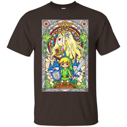 Nintendo Zelda Link T-shirt The Princess Stained Glass Dark Chocolate