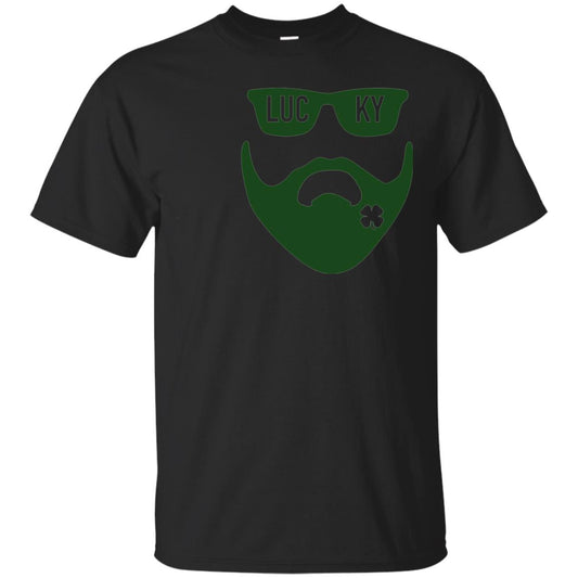 Green Bearded Clover Lucky Charm St. Patrick_s Day T-shirt Black