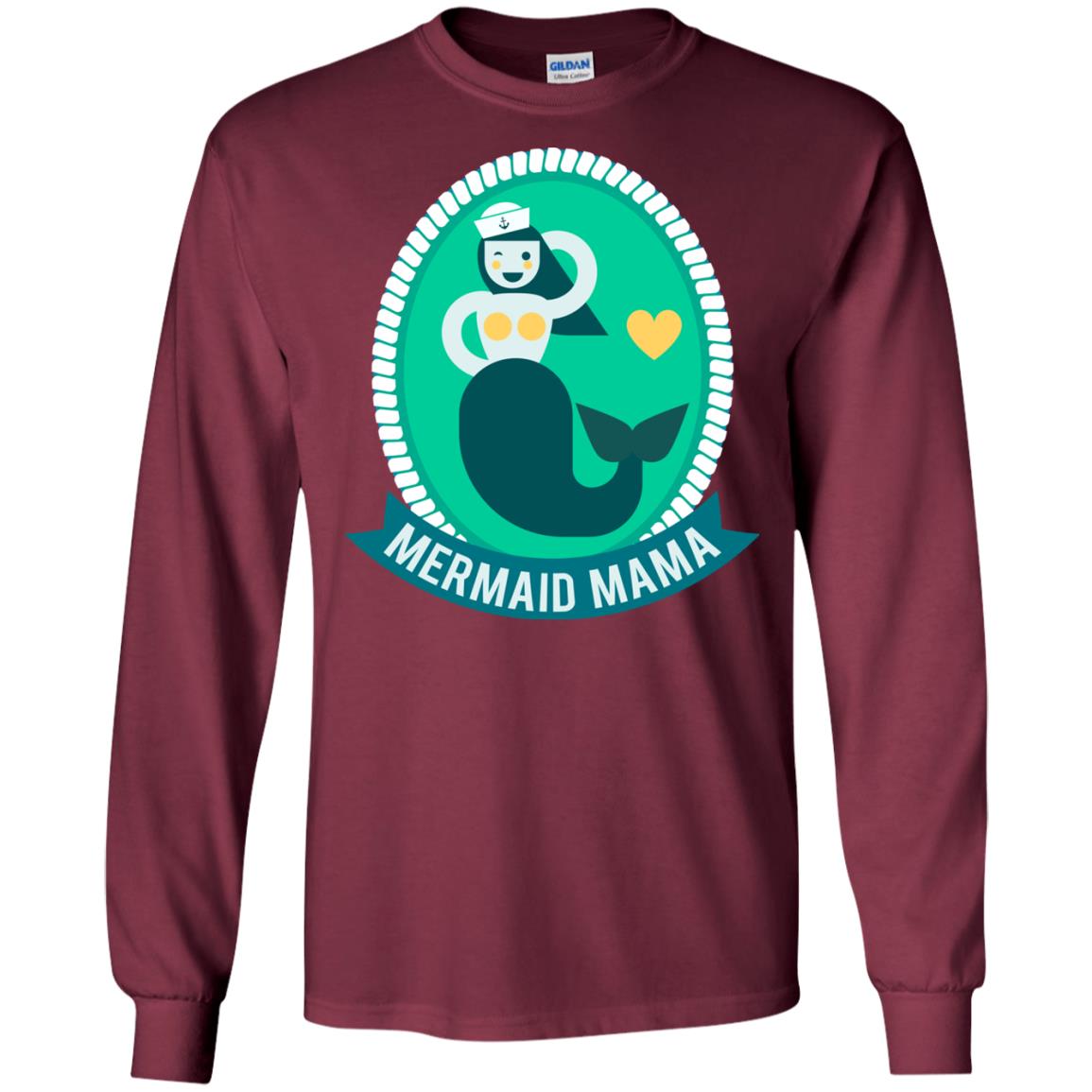 Mermaid Mama Cool Shirt For Grandma Love Mermaid Maroon