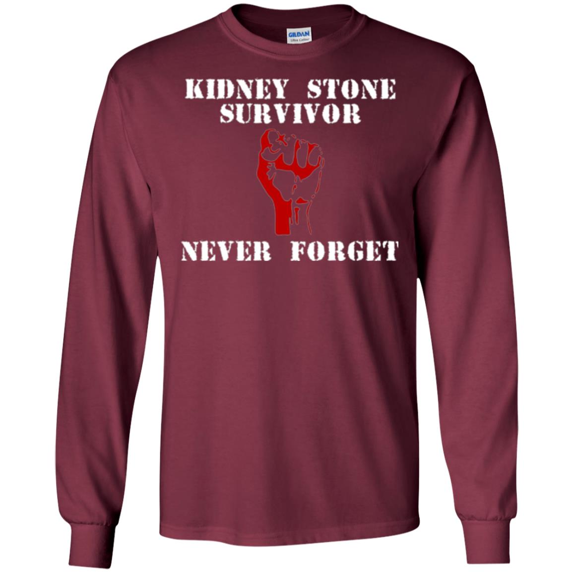 Kidney Stone Survivor Never Forget T-shirt Maroon