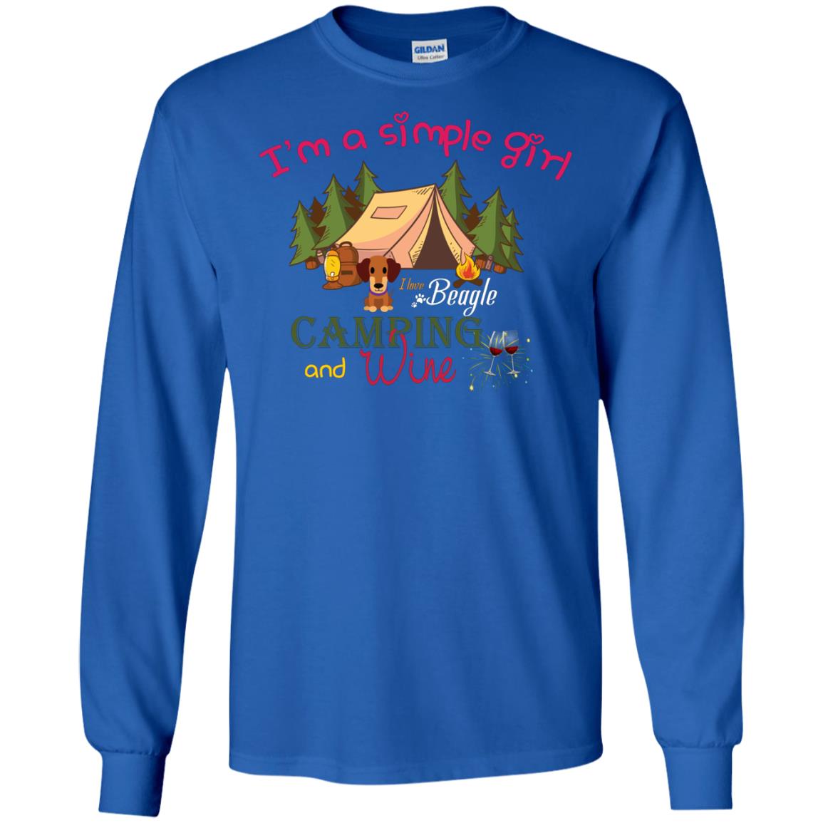 I’m A Simple Girl I Love Beagle Camping And Wine Shirt Royal