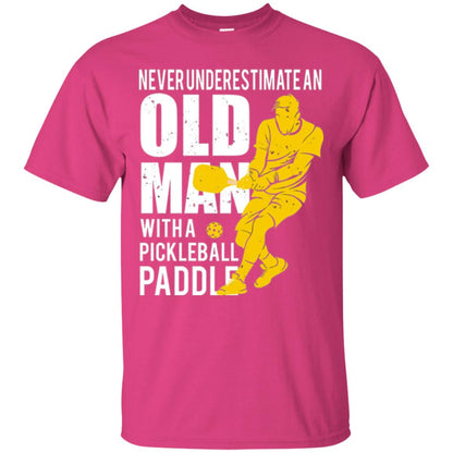 Never Underestimate Old Man With Pickleball Paddle Lover T-shirt Heliconia