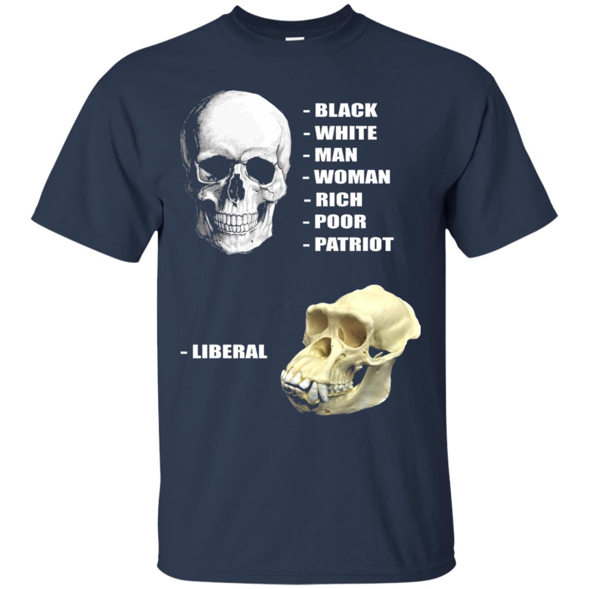 Funny Cool Skulls T-shirt Modern America Patriot Liberal Navy