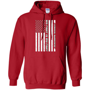 Cervical Awareness His Fight Is My Fight Teal White Stars Flag Of Usa ShirtG185 Gildan Pullover Hoodie 8 oz.