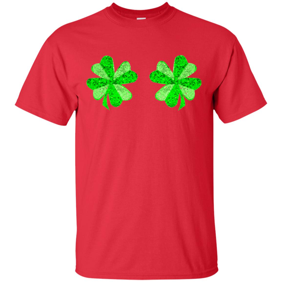 Funny Shamrock Boobs St Patricks Day T-shirt Red