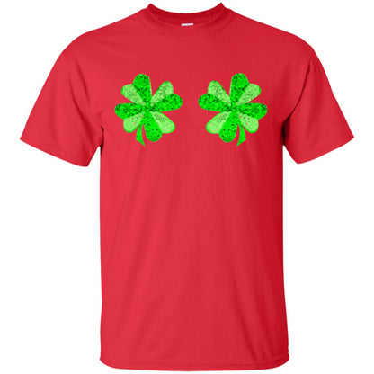 Funny Shamrock Boobs St Patricks Day T-shirt Red