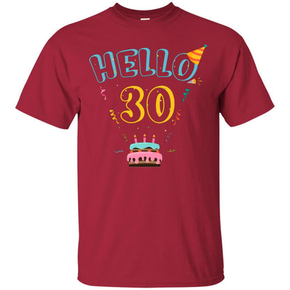 Hello 30 Thirty Years Old 30th 1988s Birthday Gift Shirt Cardinal