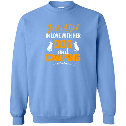 Just A Girl In Love With Her Dog And Camping Dog Lover T-shirt Carolina Blue