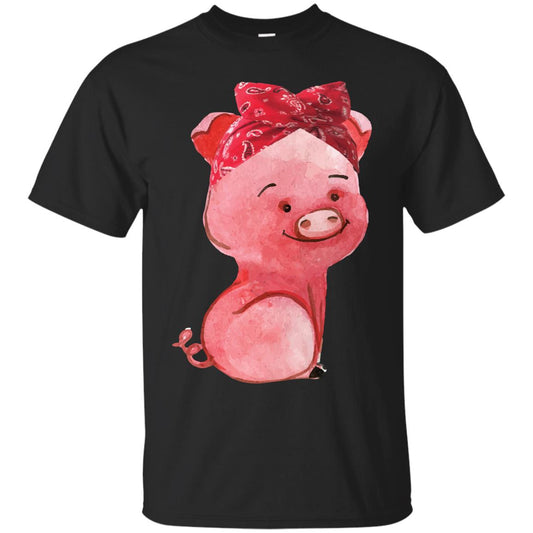 Pig Bandana Cute Pig Lovers Shirt For Girl And Women Black