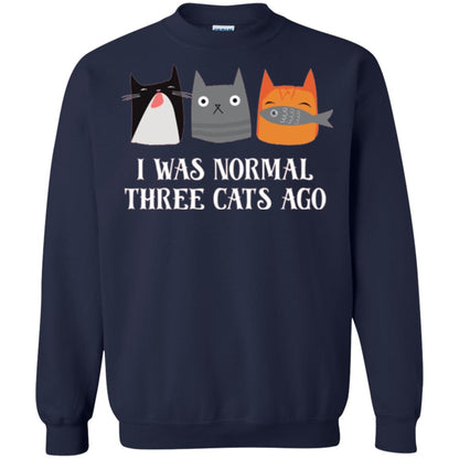 Cat Lovers T-shirt I Was Normal Three Cats Ago Funny Navy