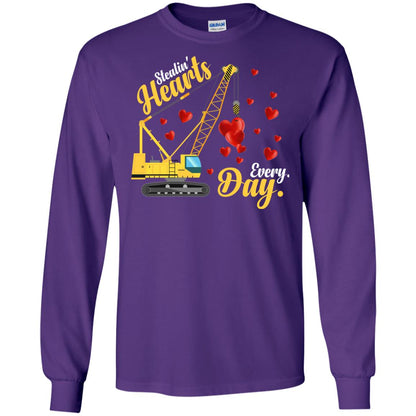 Valentines Day T-shirt Stealin' Hearts Every Day With Crane Purple