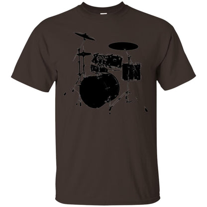 Drum Lovers T-shirt Drum Kit Stencil Print Dark Chocolate