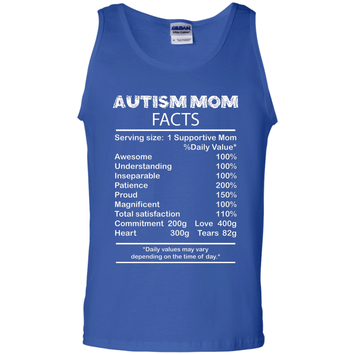 Mom T-Shirt Autism Mom Facts Serving Size 1 Supportive Mom Royal