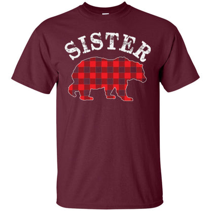 Family T-shirt Red Plaid Sister Bear Maroon